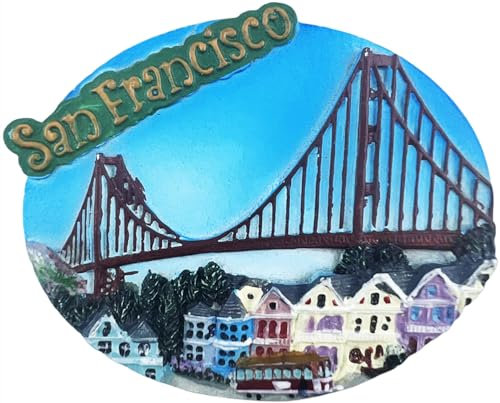 Kühlschrankmagnet San Francisco, Kalifornien, USA, Amerika, Touristen-Souvenir, Kühlschrankdekoration, handbemalt, Handwerk