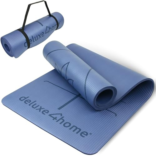 deluxe4home® Yogamatte Gymnastikmatte I Phthalatfreie NBR Fitness Matte Rutschfest mit Tragegurt I Sportmatte für Yoga & Pilates I Trainingsmatte mit Ausrichtungslinien