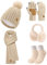 Niwicee Mütze Schal Damen Fleece Gefütterte Wintermütze Winter Wärmer Touchscreen Handschuhe Strickmütze Set Ohrenwärmer Socken 5 Stücke Set Gestrickte Warm Beanie Winter Geschenk (Khaki)