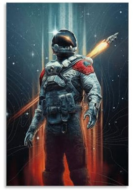 TNERPAR Astronaut Journey to The Starfield Poster Dekorative Malerei Leinwand Wandkunst Wohnzimmer Poster Schlafzimmer Malerei,Wandkunst Bilddruck Moderne Familienzimmer Dekor 12x18inch(30x45cm)