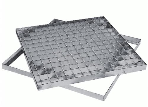 Giglia zincata con telaio da esterno coperchio per pozzetto sifonane chiusino tombino canaletta quadrata pedonabile (CM 30 X 30)