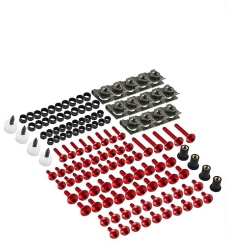 QIBBEI Set di Attrezzi Carenatura Bulloni Dadi Kit Corpo Fissaggio Pinze Vite per Z750 Z900 Z1000 Z800 per Versys 650 Er6n per Ninja 400 300 Z1000sx(Rosso)