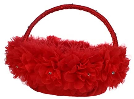 MUSISALY 1stück Romantischer Blumenkorb Für Hochzeiten Imitation Spitze Kreative Blütenstreukörbe Für Blumenkinder Rot Stilvolle Hochzeitsdekoration Und Partybedarf