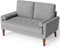 Vesgantti Sofa 2-Sitzer, 121 cm Modernes Couch 2 Sitzer mit 2 Wurfkissen, Kleine Stoffcouch mit Armlehne, Knöpfe Sitzkissen Gästesofa für Wohnzimmer/Wohnung/Büro, Lichtgrau