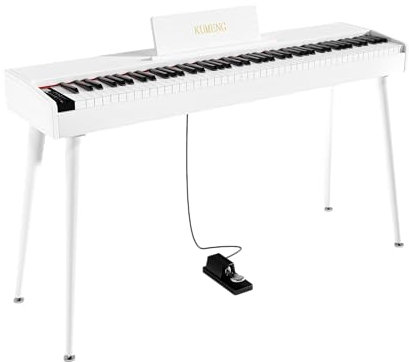 KUMENG - 88 Keys Semi-Heavy Digital Piano Keyboard, Full Size Electric Piano for Beginners with Sheet Music Stand, Pedal, Power Adapter, Headphone Mode, USB-MIDI