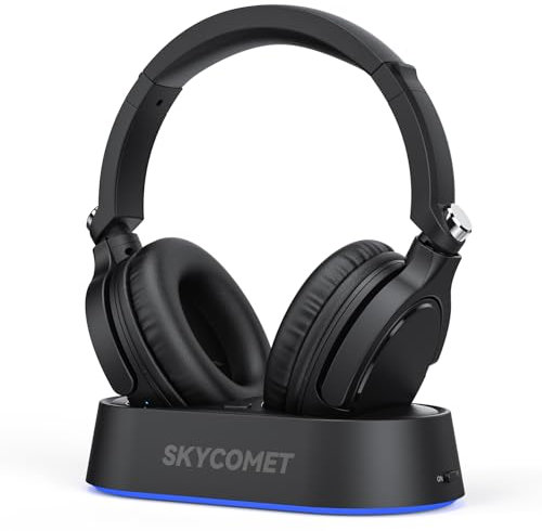Cuffie wireless per guardare la TV, cuffie wireless per anziani con base di ricarica del trasmettitore, auricolare Bluetooth 65 ore compatibile con tutti i televisori, nessun ritardo audio, regalo per