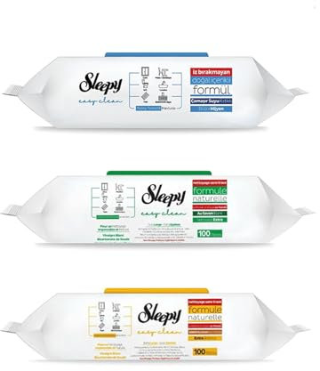 300x Sleepy Reinigungstücher 1x Blau + 1x Grün + 1x Gelb mit Bleichzusatz - Extra Stark gegen Flecken - Grün, Blau und Gelb Oberflächenreinigungs-Set - perfekt für Boden, Küche, Badezimmer