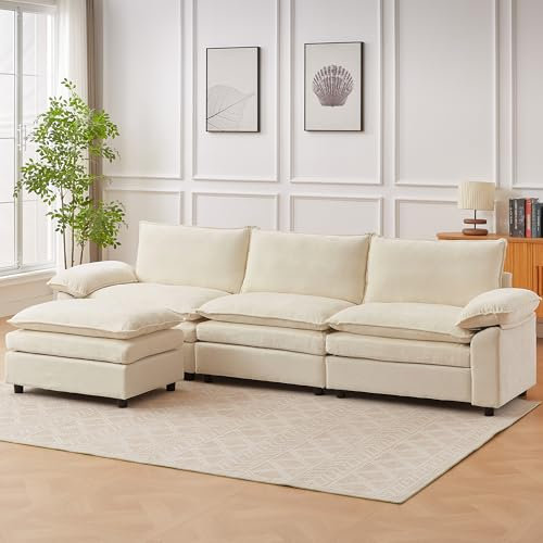 JIEXI Ecksofa Mit Schlaffunktion, Sofas Und Couchs, Modulares Ecksofa, Wohnlandschaft U Form, L Form Eckcouch, Für Couch Wohnzimmer Schlafzimmer Büro Wohnung, Chenille-Stoff 288 x 132 cm