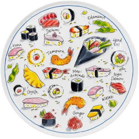 Blond Amsterdam Teller Blond Sushi Maki Mania, 31cm | Keramik, Blond Sushi Kollektion, Für Sushi & Sashimi, Mikrowellengeeignet, Handwäsche empfohlen