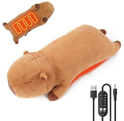 Capybara Elektrisches Heizkissen USB, Afenau Wärmekissen Elektrisch mit Temperaturregelung und Timing, Elektrische Wärmflasche, Heizdecke Kuscheldecke für Schultern, Nacken, Bauch