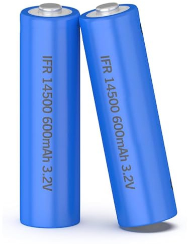 ELLENNE - Wiederaufladbarer Akku Format 14500 LiFEPO4 AA mit 3,2 V, 600 mAh für Taschenlampen, Solarbeleuchtung | 2 Stück