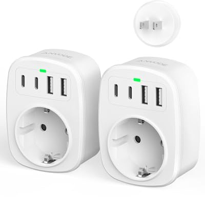 Lot de 2 adaptateurs Japonais, Adaptateur de Voyage France-Japon avec USB-C