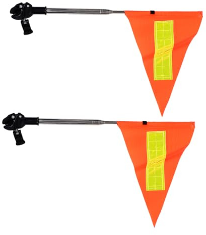 2pcs Orange Reflective Safety Flags with Telescopic Stainless Steel Poles for Wheelchairs and Mobility Devices, Quick Installation Triangle Flags for Outdoor Scenarios