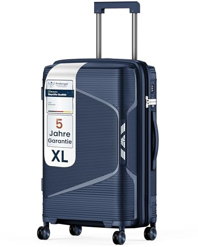 4FLY Leichter Hartschalen-Reisekoffer XL - Groß 75 cm (96L) – Großer Trolley Koffer mit TSA-Schloss, Doppelrollen, Aluminium-Teleskopgriff & Doppelreißverschluss, Aufgabegepäck Reisegepäck