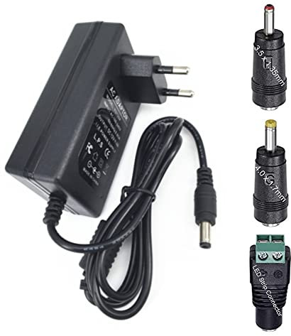 DZYDZR 80-240V AC/DC Adaptateur DC 12V 3A 36W Chargeur 5,5 x 2,1/2,5mm Mural Alimentation pour Strip LED / S Imprimante / Ruban LED / TFT / Écran LCD / Routeur etc (DC Power Supply)