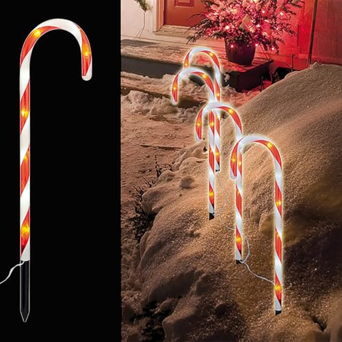 4er Set Zuckerstangenstäbe LED-Gartenleuchtstäbe mit 32 weißen LEDs Leuchtstab Zuckersange