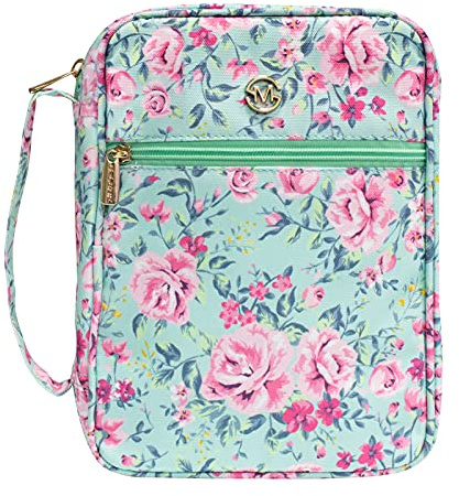 G-LEAF Cover per Bibbia Motivo Floreale con Maniglia e Cerniera, Adatto per la Bibbia di Dimensioni Standard, Regali per la Festa Della Mamma Donna, 10 × 7,5 × 2,7 Pollici
