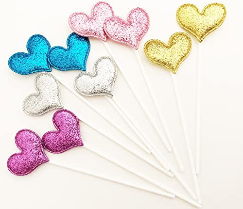 AILEXI Handgemachtes 10 Matt Glitter TortenstÜCk FÜR Kuchen CupKuchen Und Eis - Mehrfarbig Herzen Matt