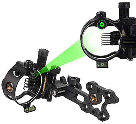 Bogen Visier 5 Pin / 7 Pin Bogenvisier Retina Micro Einstellbar Jagdvisier mit Bogen Viesier Licht Aluminiumlegierung Zielvorrichtung Compoundbogen Anblick Bogensport Zubehör (DB9170 Schwarz(7 pin))