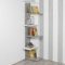 URBNLIVING Wooden Modern Free Standing Display Corner Bookcase (White+Grey, 5 Tier)