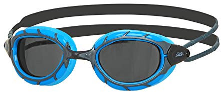 Zoggs Predator Schwimmbrille Erwachsene, Herren und Damen – UV-Schutz, Antibeschlag, Bequemer Sitz & Einfach Verstellbare Zugbänder Rauchglas, Blau/Schwarz, Klein