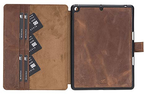Solo Pelle magnetische abnehmbare Hülle Harvard geeignet für Apple iPad 10,2 Zoll 2019 7.Generation Hülle Leder Case aus echtem Leder. Unterstützt Pencil 2 und magnetisches Laden. (Vintage Braun)