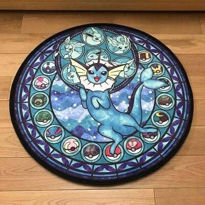 Generies Niedlicher Anime Manga Teppich Wohnzimmer Türmatte Anti-Rutsch-Kissen Runde Fußmatte (Durchmesser 120 cm, Pokemon 5)