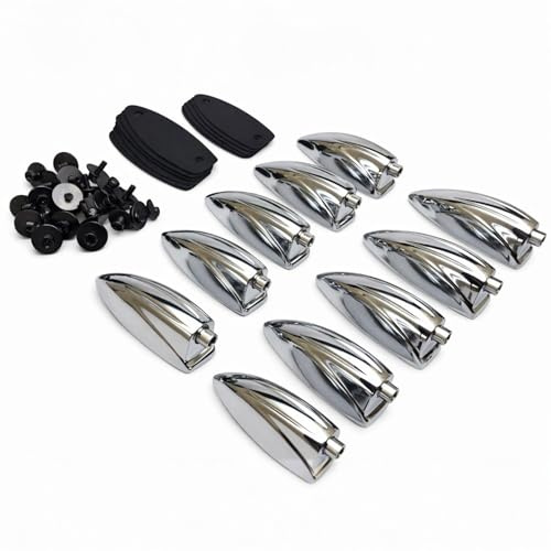 ROSS Percussion Single End Bass Drum Lugs 10-Pack Chrome with Gaskets & Screws - 5.1 cm Hole Spacing, 7/32 Tension Rod Compatible, Bass Drum Shell Mount Hardware