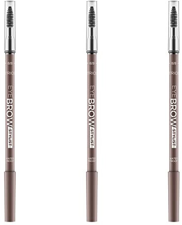 Catrice Eye Brow Stylist 020 date with ash-ton, brauner Augenbrauenstift, mit Augenbrauenbürstchen, vegan, 3er-Pack, 3 x 1,4 g