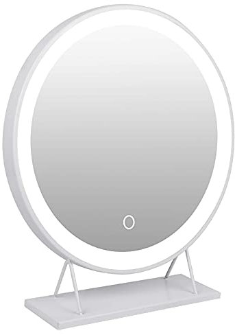 homewell Kosmetikspiegel mit Beleuchtung rund Schminkspiegel mit licht LED Tischspiegel groß (Weiß Φ40cm)