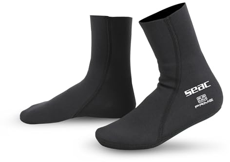 Seac Prime, Calzari in Neoprene 2 mm, Foderati in Nylon, Calzini da Subacquea Unisex-Adult, Nero, XS
