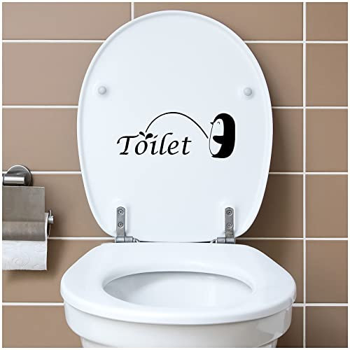 Deko Aufkleber WC Deckel Toilettendeckel Bad Badezimmer Klo Funsticker Toilettensitz Klodeckel lustiger Spruch selbstklebend (K153-07 Pinguin)