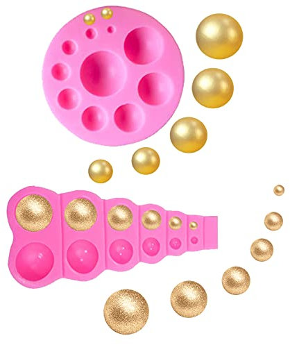 MEMOVAN 3D Pearl Fondant Mold 2pcs Semi Sfera Palla Silicone Cioccolato Stampo Lollipop Cupola Rotonda Stampo In Silicone Mini Mezza Perla Palla Decorazione Della Torta Della Muffa