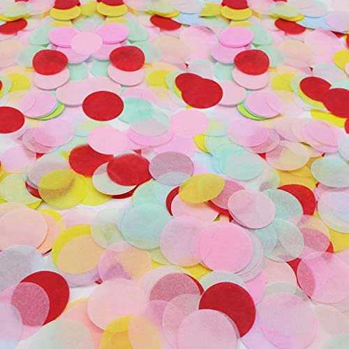 2.5cm Runde Punkte Konfetti Probuk 60g Runde Tissue Confetti Konfetti Punkte mit 4 verschiedenen Farben Dot Streudeko Tisch Deko für Geburtstag Hochzeit Party Dekoration Füllmaterial Geschenk