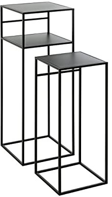 HAKU Möbel Beistelltisch 2er Set, Metall, schwarz, B T 26/30 x H 63/85