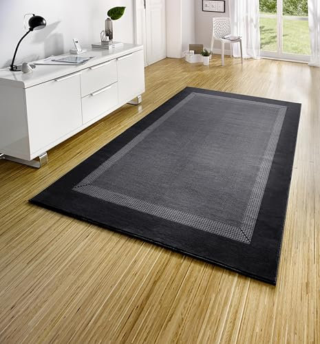 Hanse Home Teppich Läufer Band 160x230cm – Teppichläufer Weicher Kurzflor Teppich Modernes Design Läufer für Flur, Schlafzimmer, Kinderzimmer, Badezimmer, Wohnzimmer, Küche Dekoläufer – Schwarz
