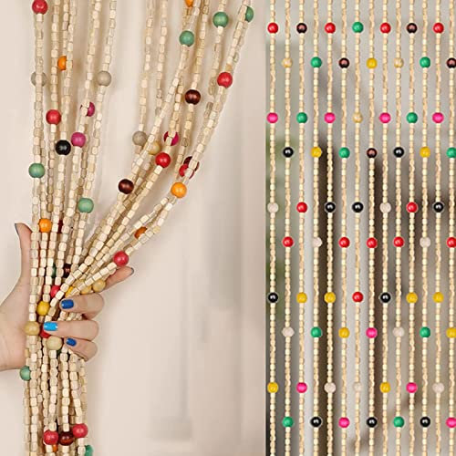 FENGSHOUU Nature Wood Beaded Curtain,Wooden Beads String Curtain,Hanging Decorative Room Divider Screen in Doorways,Retro Partition Curtains for Bedroom Hallway,Custom (30 strands-60x100cm)