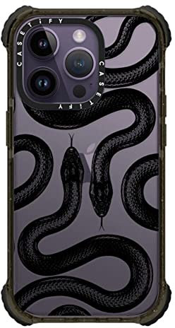 CASETiFY Ultra Impact iPhone 14 Pro Case [5X Military Grade Drop Tested / 11.5ft Drop Protection] - Black Kingsnake - Glossy Black