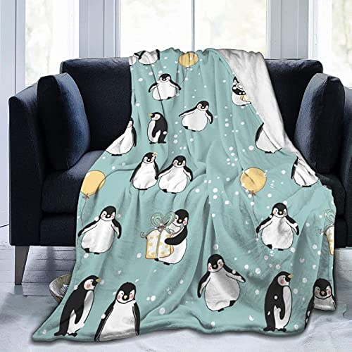 Kuscheldecke 150x200 Süßer Pinguin, Flanell Fleecedecke 3D Pinguin Weiche und Warme Decke, als Sofadecke Wohndecke Tagesdecke Wolldecken, für Kinder Erwachsene