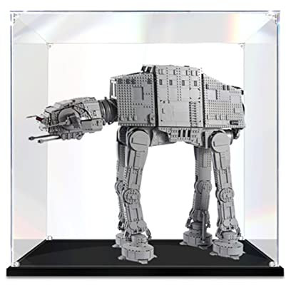 Acryl Vitrine Box Für Lego 75313 at-at Gepanzerter Walker Konstruktionsspielzeug, Acryl Vitrine, Durchsichtige Display Box Mit Schwarzem Sockel Staubdichte Aufbewahrungsvitrine 75X30x65cm 3mm