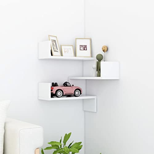 FIRBNUS 40x40x50 cm Bücherregal Wand Eckregal Wand Wandregale Regalboden Wand Regale Regal Weiß Schwebend für Wohnzimmer Kinderzimmer Wandregal Holzwerkstoff mit Mattem Finish