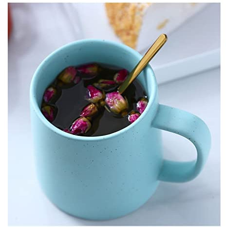 BNNP Taza de cerámica de café congelada Textura de té de Cacao Taza de Agua Taza con Cuchara (14.8 oz) (Color : D)