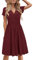 STYLEWORD Damen Sommerkleid Kurzarm V-Ausschnitt Kleider Einfarbig Kleid Strandkleid Mit Taschen(Dunkelrot,X-Groß)