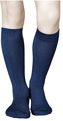 vitsocks Calzini Morbidi Sottili Lunghi al Ginocchio Bambini (3 PAIA) Cotone Leggero, blu marino, 27-30