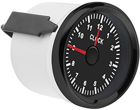 2-Zoll-Universaluhr-Messinstrument 0-12 Stundenzähler, Rote Hintergrundbeleuchtung, 12 V, 24 V, für Auto, Boot, Yacht, Motorrad, Kfz-Instrumententafel, Betriebsstundenzähler, (schwarzer Rahmen)