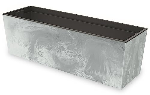 botle Blumenkasten mit praktischem Einsatz Blumentopf Länge: 77 cm Balkonkasten auf Kunststoff Betonoptik Beton Struktur Beton Farbe Innen/Außenbereiche
