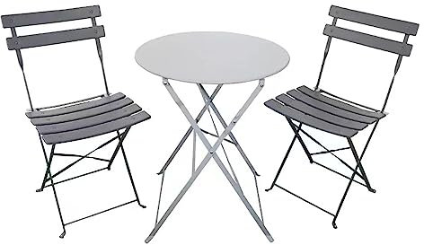 HTI living Balkonmöbel Cavo Klapptisch Klappstühle 2 Personen Bistroset Grau
