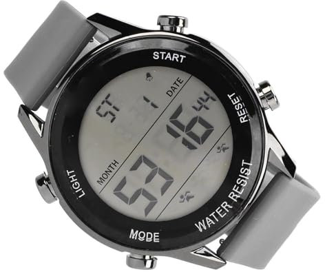 Digitale Chronographenuhr, WR50M ABS-Kunststoff, Wasserdicht, Leuchtend, Gro?er Bildschirm, Outdoor-Sportuhr f¨¹r Herren (Grau)