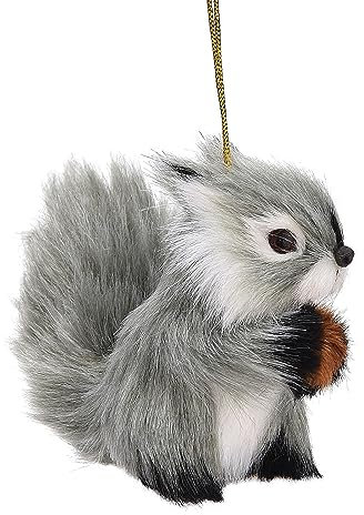 NLDGR Plush Animal Christmas Ornament, Faux Fur Hanging Ornament, Rustic Forest Owl, Squirrel, Raccoon, Deer, Hedgehog Christmas Felt Pendants for Tree, Keychain, Backpack Decoration