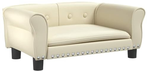 vidaXL Hundebett, Hundekissen mit weicher Polsterung, Hundesofa Hundecouch für kleine Hunde Haustiere, Haustierbett Katzenbett, Creme Kunstleder